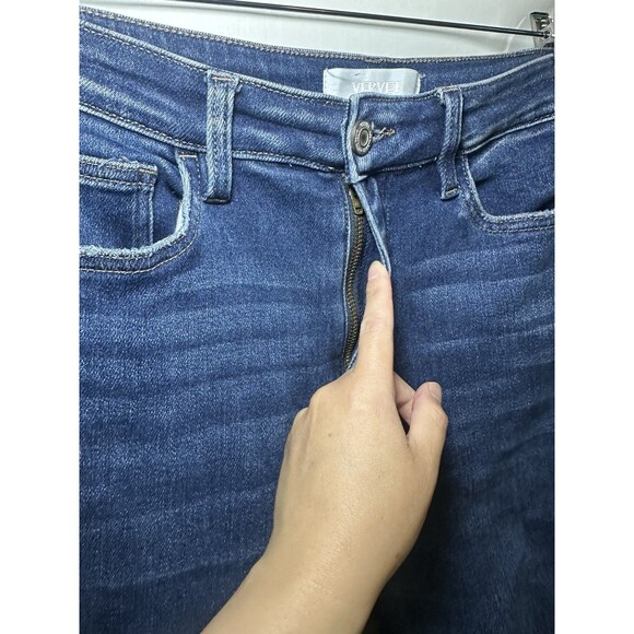 Vervet Blue Jeans Straight Leg Stretch Women’s Size 29 Raw Hem Dark Wash Denim‎ - Picture 6 of 14